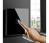 Interruptor táctil para bombilla LED, luz inteligente, estándar europeo, 1/2/3 entradas, 1 vía, Sensor táctil, interruptor de pared, Panel de cristal 1 Gang blanco