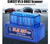 ELM327 Mini Detector de modo dual Bluetooth V1.5 Accesorios para automóvil Escáner de diagnóstico para automóvil Adaptador de interfaz OBD2 para lector de códigos IOS/Android azul