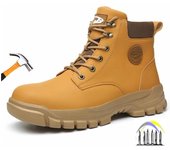 Zapatos de trabajo impermeables de alta calidad con punta de acero, zapatos de trabajo amarillos antiperforación, botas de trabajo antiescaldaduras, zapatos de seguridad para mujer 37