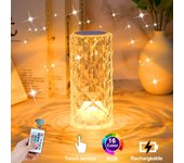 Lámpara de escritorio de cristal LED, proyector, luz de ambiente junto a la cama, 3/16 colores, luz nocturna ajustable táctil, luz nocturna pequeña de diamante, regalo de mano romántico mini 1 color