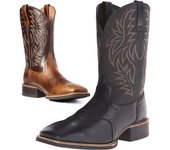 Botas vaqueras para hombre, botas vaqueras retro bordadas, botas sin cordones con punta cuadrada para hombre, botines duraderos de tacón grueso hasta media pantorrilla para primavera y otoño 38 negro