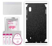 apgo Protective Skin Sticker for the back+sides compatible with Samsung Galaxy A10, Full Wrap Film, Foil, Vinyl - Pattern Black Honeycomb