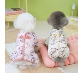 Mono de cuatro patas para mascotas de otoño e invierno, parka para perros, oso de peluche, abrigo de cuatro patas para perros pequeños y gatos, ropa para mascotas, pijama para perros y cachorros. XS