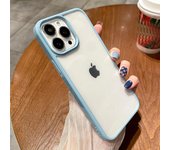 Para fundas de iPhone Funda de teléfono transparente acrílica para iPhone 13 12 11 Pro Xr X Xs Max 7 8 Plus Funda trasera de silicona azul claro For iphone 12