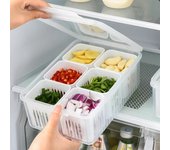 Caja para el frigorífico con 4/6 compartimentos, caja para almacenar alimentos, verduras y frutas, organizador para frigorífico, contenedor de almacenamiento de cocina