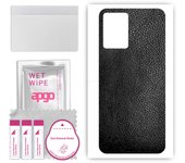 apgo Protective Skin Sticker for the back compatible with Vivo Y33S V2166A, Wrap Film, Foil, Vinyl - Pattern Black Leather