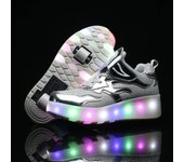 Patines de ruedas con carga USB para niños, zapatillas de deporte para niños y niñas, regalo Zapatos de luz Led con 2 ruedas, zapatos deportivos convertibles voladores con Flash 30