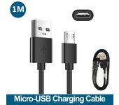 Cable de carga micro USB para iPhone Cable de teléfono móvil Android Cable de carga rápida Cable de carga micro USB Cable para todos los teléfonos inteligentes 1m negro