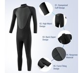 Traje de baño térmico de buceo de una pieza de manga larga con protección contra erupciones de cuerpo completo de neopreno para hombres y mujeres 2mm L