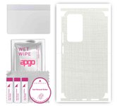 apgo Protective Skin Sticker for the back+sides compatible with Xiaomi Poco F4, Full Wrap Film, Foil, Vinyl - Pattern White Fabric