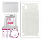 apgo Protective Skin Sticker for the back+sides compatible with Xiaomi Redmi 7A, Full Wrap Film, Foil, Vinyl - Pattern White Fabric