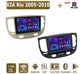 Radio de coche Android para KIA Rio 2005-2010 Reproductor multimedia Unidad principal Navegación GPS estéreo BT WIFI 1+16 GB 1+16GB negro