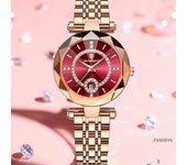 Nuevo reloj para mujer, diseño de joyería de lujo, relojes de pulsera de cuarzo de acero y oro rosa, relojes de moda impermeables para mujer marrón
