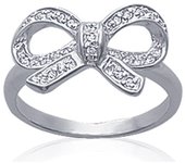 Bague Argent 'Noeud Romantique' Blanc argenté (rhodié) - 18x12 mm 52 blanco