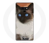Coque pour Samsung Galaxy Note 9 Chat Siamois Noir et blanc Yeux Bleus