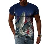 Primavera Verano Tops Hombres Ropa de talla grande Animal Camiseta con estampado 3D Pareja Lobo Patrón Camisetas O Cuello Manga corta Top Camisas transpirables para hombre XS