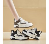 Zapatillas de plataforma para mujer, informales, cómodas, gruesas, para caminar, de piel sintética, sin cordones, para correr, tenis, ligeras 35 marrón