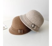 Gorro de lana para mujer, otoño e invierno, nuevo sombrero de copa estilo Hepburn, elegante sombrero de pescador retro Adjustable negro