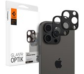 Protector de cámara Spigen Optik.tR para iPhone 14 Pro / Pro Max / 15 Pro / Pro Max / 16 Pro / Pro Max - Negro 2 uds.