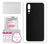 apgo Adhesivo protector para la parte trasera compatible con Huawei P20 Pro, film envolvente, lámina, vinilo - Patrón Carbon Black