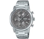 Casio Reloj de cuarzo analógico con cronógrafo estándar de acero inoxidable y esfera gris MTP-E510D-8AV para hombre gris