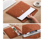 Carpeta de cuero A4, sencilla, de gran capacidad, para documentos, maletín de moda, para datos, contratos, facturas, organizador de papel de oficina negro