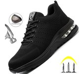 Zapatos de seguridad para hombres y mujeres, botas de seguridad para el trabajo, puntera de acero, Kevlar, a prueba de pinchazos, con cámara de aire, zapatillas ligeras, zapatos de trabajo de moda, unisex 36