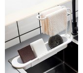 Estante telescópico para fregadero de cocina: Almacenamiento multifuncional para lavavajillas y productos de limpieza blanco
