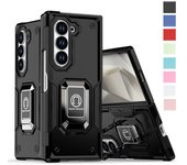 Funda protectora resistente Armor para Samsung Galaxy Z Fold 6 5 4, a prueba de golpes, con anillo de metal y soporte magnético, protección completa. For Galaxy Z Fold 6 blanco