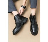 Botas de hombre de negocios de marca, botas altas formales con cordones de estilo británico, botas hasta el tobillo de cuero de moda, botas Chelsea de diseñador para bodas 38 negro