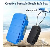 Caja de almacenamiento portátil Caja de seguridad creativa para playa Cerradura de combinación de 4 dígitos con alambre de acero para exteriores Campamento Deportes Ciclismo Natación Seguridad azul