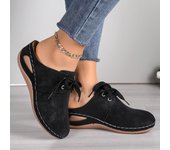 Nuevas zapatillas de Tacón de Cuña para mujer, zapatillas con patrón de cordones y cabeza hueca, zapatos de mujer de talla 43, novedad de verano 2024, sandalias 36 color rosa