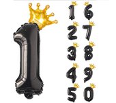 1 unids/pack, globo de corona digital negro de 32 pulgadas 0-9 set decoración de fiesta de cumpleaños globo fiesta escena globo de fiesta 0 negro