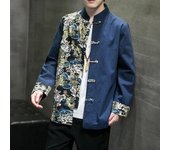 Ropa de estilo chino para hombre, chaquetas de lino y algodón para primavera y verano, chaqueta de traje Tang de bloque de Color, abrigo Hanfu de lino a la moda XXXXXL negro