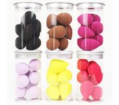 Mini esponja de maquillaje para rostro, esponja cosmética para polvos para base, crema, corrector, herramienta de licuadora con caja de almacenamiento, 8 Uds. blanco