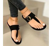 Zapatillas de mujer, Sandalias planas con Clip dedos, zapatos de verano atados en T para mujer, chanclas informales de playa para mujer, calzado de cuero PU a la moda para mujer 36