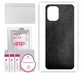 apgo Protective Skin Sticker for the back compatible with Umidigi F3 5G, Wrap Film, Foil, Vinyl - Pattern Black Leather