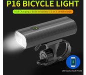 P16 Faro de bicicleta Linterna recargable de alta intensidad Equipo de ciclismo Accesorio de conducción nocturna para bicicleta Luz Luz de bicicleta de montaña 1200mAh