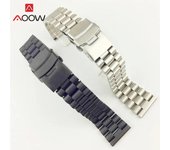 Correa de acero inoxidable macizo de 20 mm y 22 mm con hebilla plegable de seguridad para hombre, correa de repuesto de metal mate, accesorios de reloj para Seiko 20mm