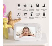 Monitor de bebé inalámbrico, monitor de video para bebé, monitor de cámara con pantalla grande de 4,3 pulgadas, comunicación bidireccional EU Plug