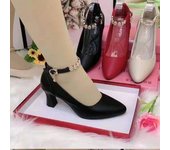 Zapatos de cuero suave para mujer, zapatos de tacón alto para mamá, fondo suave, zapatos de cuero suave para mujer, tacones altos cómodos 35 negro