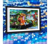 Pintura de diamantes Dibujos animados Barco Bordado Tienda Punto de cruz Mosaico de diamantes Mundo de hadas Habitación de niños 20X30CM