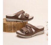 Zapatilla De Mujer, novedad De verano, zapatos ortopédicos con plataforma De cuña hechos a mano, Sandalias Retro informales para playa al aire libre, Sandalias De Mujer 36 marrón oscuro