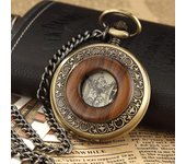 Reloj de bolsillo mecánico cadena medallón esfera hueca Steampunk esqueleto hombres mujeres reloj relojes A
