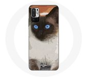 Coque pour Xiaomi Poco M3 Pro Chat Siamois Noir et blanc Yeux Bleus