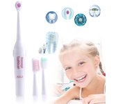 Cepillo de dientes eléctrico con masajeador vibratorio con 3 cabezales de cepillo de dientes de silicona random coloe