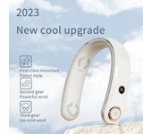 Ventilador de cuello portátil de 4000 mAh, ventilador de carga plegable eléctrico, pantalla digital, ventilador silencioso sin hojas USB, adecuado para enfriamiento rápido en deportes al aire libre blanco