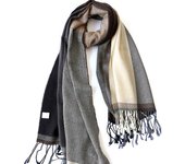 Bufanda de hombre de pura lana con diseño de espiga, cálida bufanda larga con flecos para otoño e invierno 200 gris
