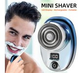 Mini afeitadora eléctrica, lavable en seco y húmedo, carga rápida, pantalla digital, afeitadora eléctrica portátil, tiempo de carga de 1 hora, actualización plata
