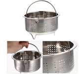 Cesta de acero inoxidable para vaporera, compartimento de suministro para albóndigas, verduras, colador de cocina, rejilla para cocinar al vapor, verduras